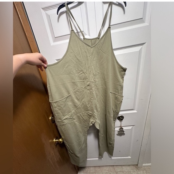 Source Unknown Pants - Source Unknown Olive Green Sleeveless Romper Jumpsuit